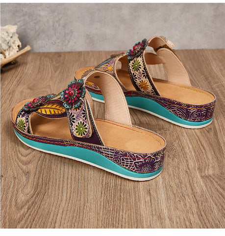 Printed Leather Handmade Sandals