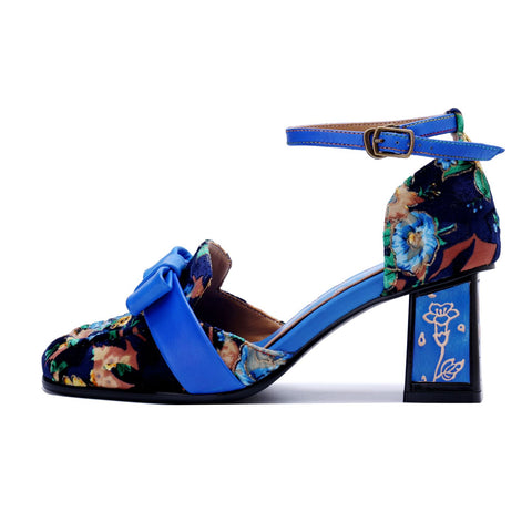 Hand-Painted Vintage Floral Multi Color High Heel Shoes (Celeste)