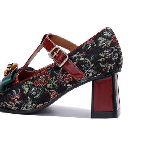 Hand-Painted Bowknot Mary Jane High Heels (Audrina)