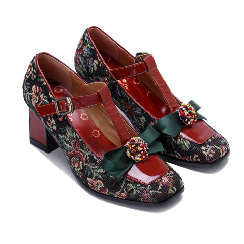 Hand-Painted Bowknot Mary Jane High Heels (Audrina)