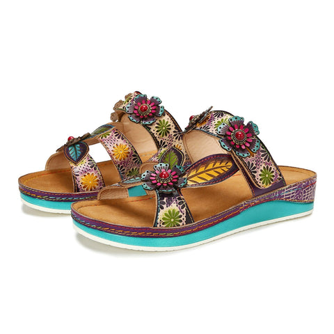 Printed Leather Handmade Sandals