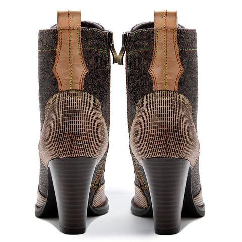 Plaid Pattern Handmade High-heel Boots