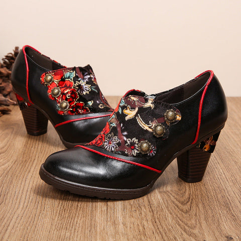 Hand-Painted Floral Laces Elegant Pumps