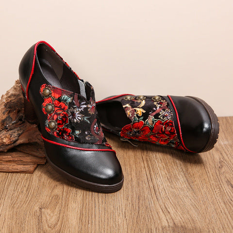 Hand-Painted Floral Laces Elegant Pumps