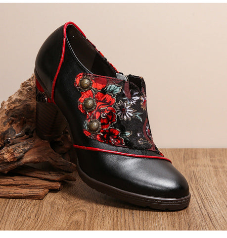 Hand-Painted Floral Laces Elegant Pumps