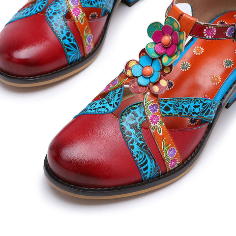 Hand Painted Genuine Leather Handmade Pattern Sandals