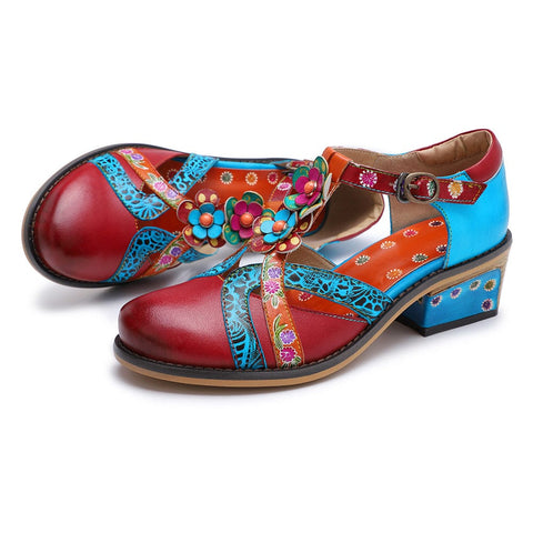 Hand Painted Genuine Leather Handmade Pattern Sandals