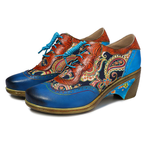 Bohemian Flower Painted Brogue Shoes