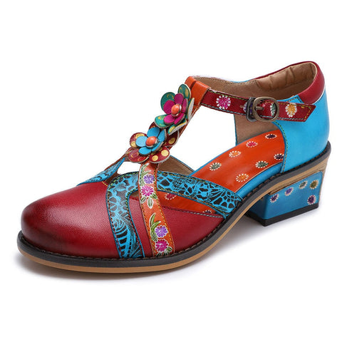 Hand Painted Genuine Leather Handmade Pattern Sandals