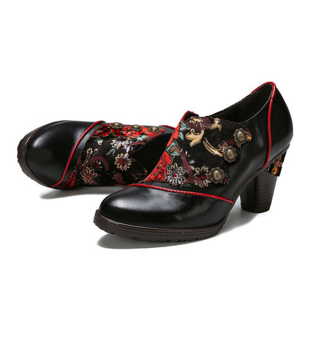 Hand-Painted Floral Laces Elegant Pumps