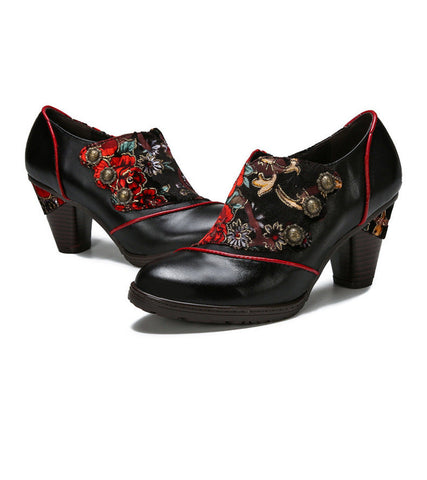 Hand-Painted Floral Laces Elegant Pumps