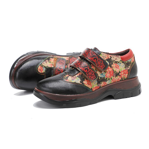 Handmade Round Toe Printed Flat Shoes