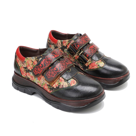 Handmade Round Toe Printed Flat Shoes