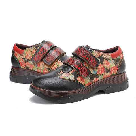 Handmade Round Toe Printed Flat Shoes