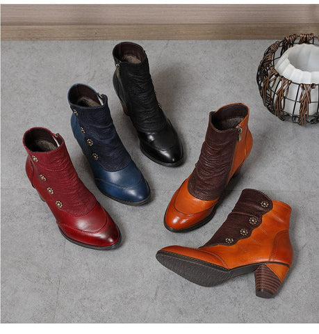 Leather Handmade Ankle Boots (4 COLORS)