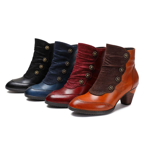 Leather Handmade Ankle Boots (4 COLORS)