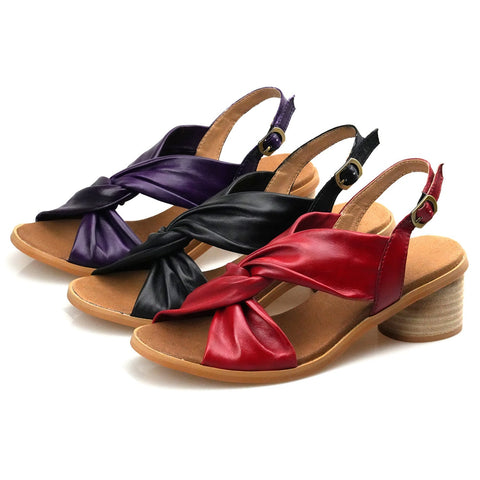 Handmade Leather Solid Color Simple Sandals