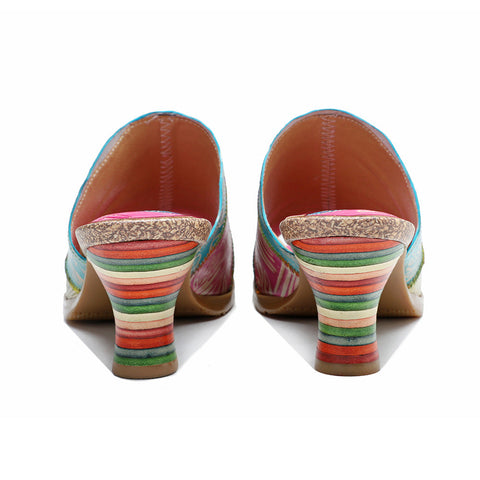 Vintage Handmade Leather Color-block slippers