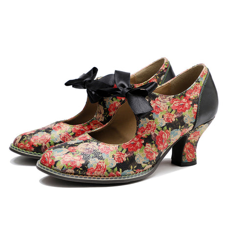 Hand-Painted Floral Laces Elegant Pumps