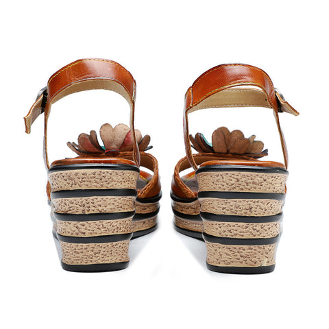 Printed Leather Handmade Floral Sandals