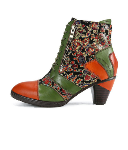 Retro Handmade Leather Patchwork Ankle Boots