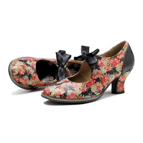 Hand-Painted Floral Laces Elegant Pumps