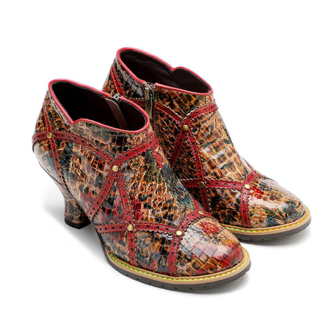 Colorful Handmade Low Heel Booties