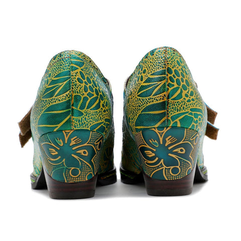 Handmade Leather Printed Pumps