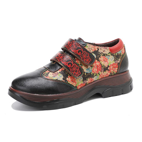 Handmade Round Toe Printed Flat Shoes