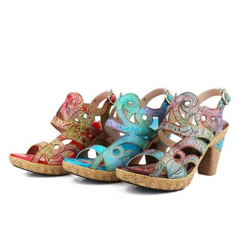 Hand-painted genuine leather creative style sandals