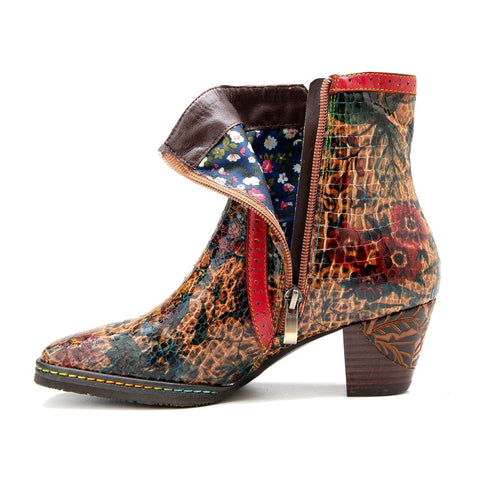 Colorful Handmade Low Heel Ankle Boots