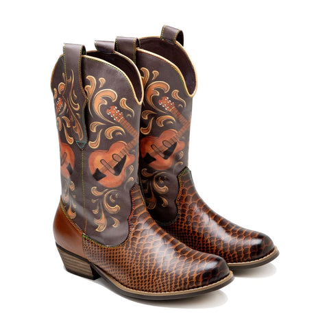 Fish Pattern Cowboy Boots