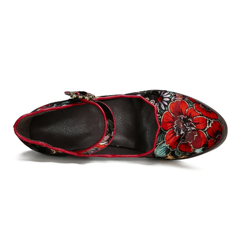 Retro Handmade Embroidered Pumps