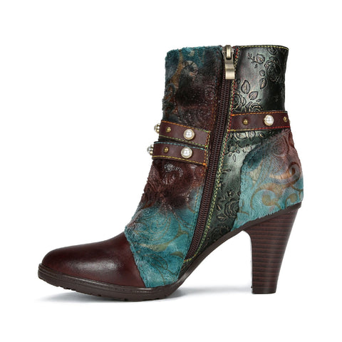 Vintage Handmade Luxe Art Decor High Heel Ankle Boots