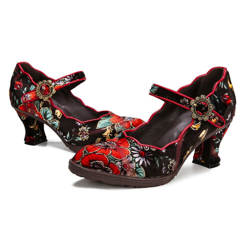 Retro Handmade Embroidered Pumps