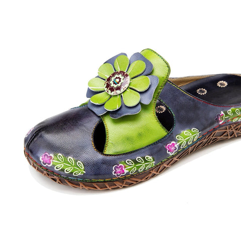 Vintage Printed Handmade Flat Shoes Sandals