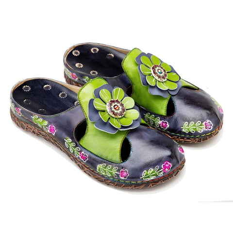 Vintage Printed Handmade Flat Shoes Sandals