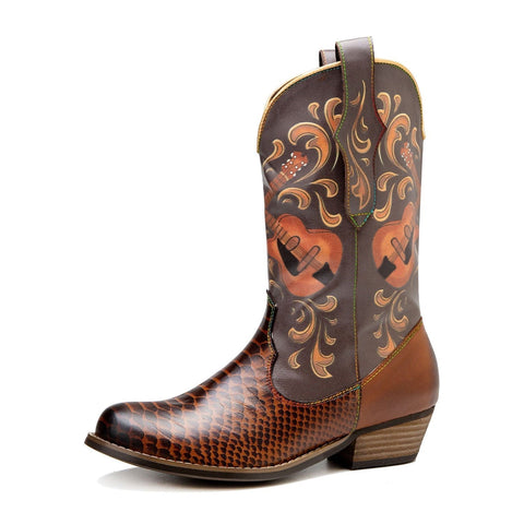 Fish Pattern Cowboy Boots