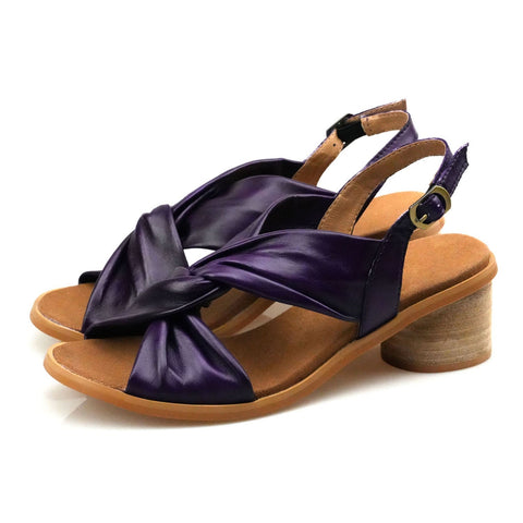 Handmade Leather Solid Color Simple Sandals